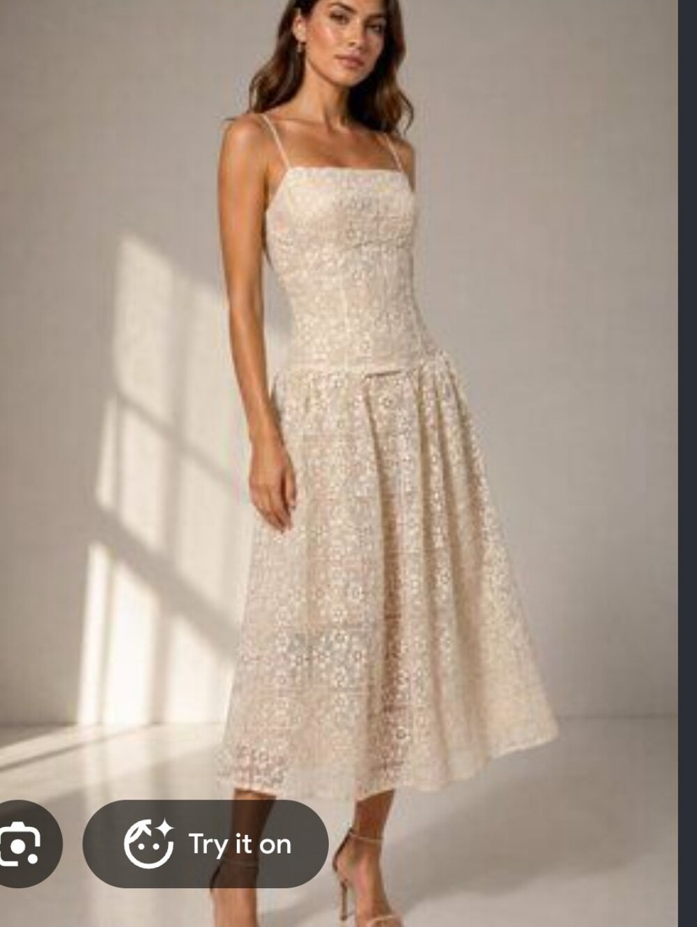 Avec Les Filles NWT Size 12 Ivory Lace Midi Slip Dress Strap Bridal Garden Brida